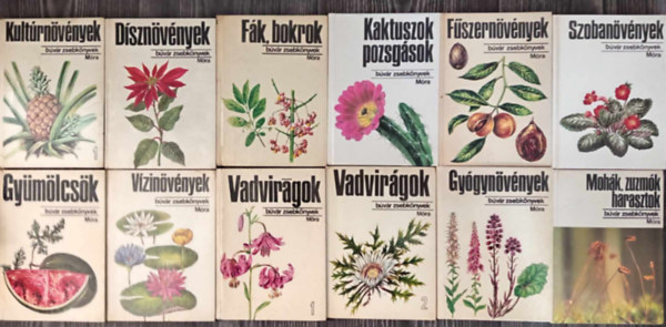 (12db) Bvr zsebknyvek a nvnyvilgrl: Kultrnvnyek 1. / Dsznvnyek / Fk, bokrok / Kaktuszok, pozsgsok / Fszernvnyek / Szobanvnyek / Gymlcsk / Vzinvnyek / Vadvirgok 1-2. / Gygynvnyek / Mohk, zu