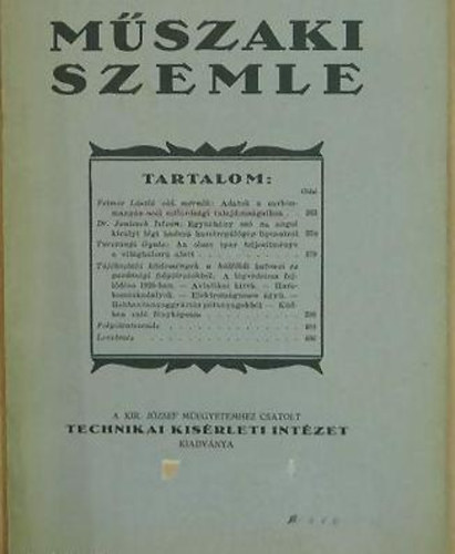 Mszaki szemle VI. vf. 5-6, szm 1930. mj-jn.