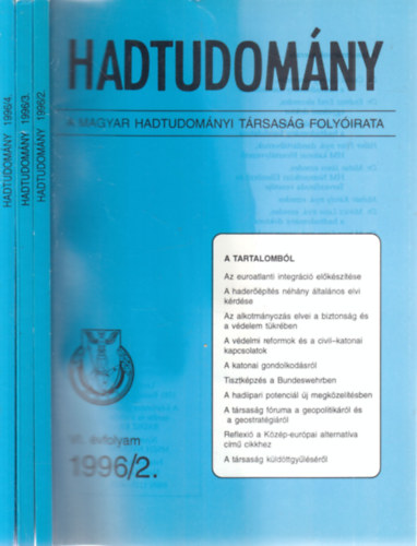 Hadtudom�ny 1996/2,3,4. sz�mok (3 db. lapsz�m)