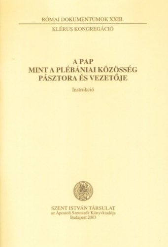 A pap mint a plbniai kzssg psztora s vezetje