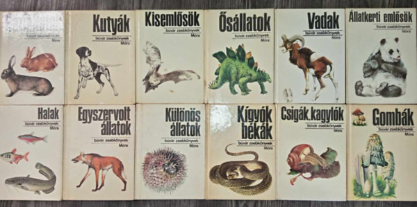 Búvár Zsebkönyvek - (12db) Búvár zsebkönyvek az állatvilágról: Háziállatok / Állatkerti emlősök / Csigák, kagylók / Kígyók, békák / Lülönös állatok / Egyszervolt állatok / Halak / Vadak / Ősállatok / Kisemlősök / Kutyák / Gombák