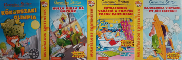 4 db Geronimo Stilton: Nulla Nulla K gynk + Kkorszaki olimpia + Bajuszokra vigyzni, itt jn Egerni! + Extraegeres vakci a pomps pocok panziban +