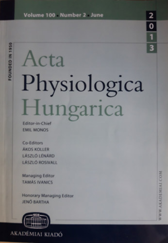 Monos Emil  (f�szerk) - Acta Physiologica Hungarica Volume 100, Number 2, June 2013