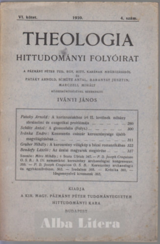 Theologia hittudomnyi folyirat 1939. 4. szm