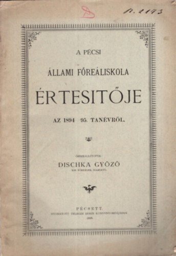 A Pcsi llami Freliskola rtesitje az 1894-95. tanvrl