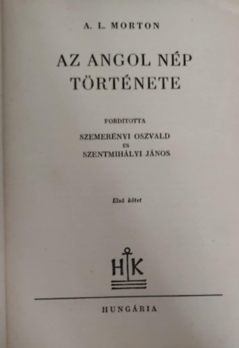 Az angol np trtnete  l. ktet