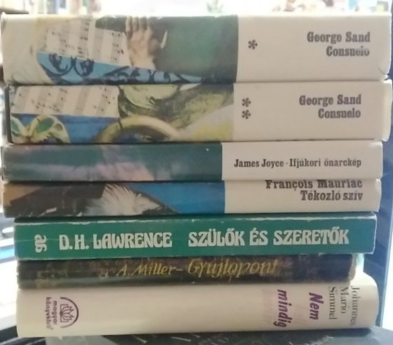 6 db-os K�NYVMENT� AJ�NLAT, vil�girodalmi klasszikusok h�t k�tetben: Consuelo I-II.+ Ifjukori �narck�p+ T�kozl� sz�v+ Sz�l�k �s szeret�k+ Gy�jt�pont+ Nem kell mindig kavi�r
