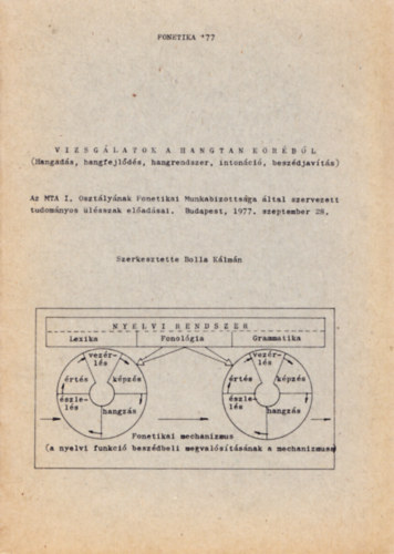 Vizsglatok hangtan a krbl - Fonetika '77