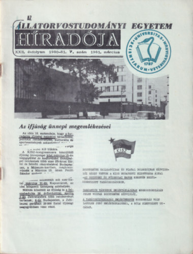 Dr. dr. Visnyei Lszl Benedek Gbor - Az llatorvostudomnyi Egyetem Hradja (4 db) 1980-81. vf. (3, 4, 5-6., 7. szmok)