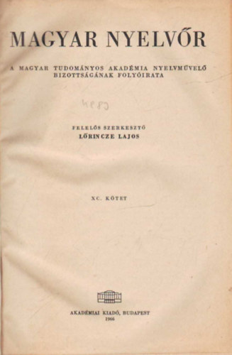 Magyar nyelvr 1966 vi teljes vfolyam (egybektve )