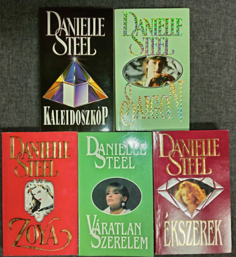 (5db) Danielle Steel romantikus k�nyvcsomag: Kaleidoszk�p / Saigon / Zoya / V�ratlan szerelem / �kszerek