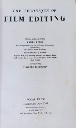 Karel Reisz - The Technique of Film Editing