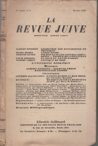 La Revue Juive 1re anne no 3 - 15 mai 1925