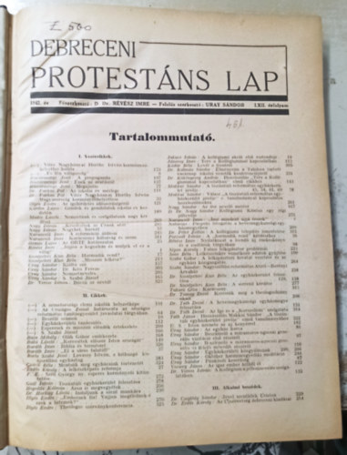 Rvsz Imre  (fszerk.) - Debreceni protestns lap 1942-es vfolyam 1-38 szm (teljes vfolyam)