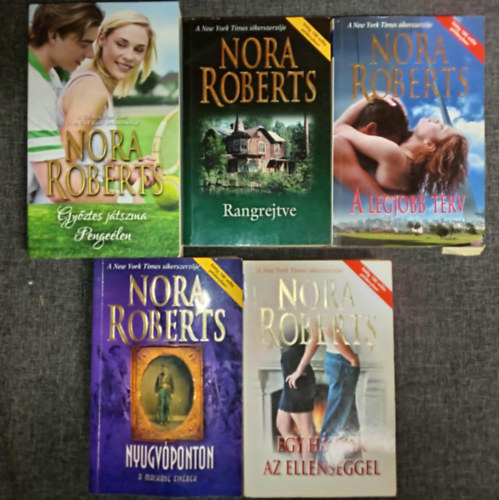 (5db) Nora Roberts Romantikus knyvcsomag: Gyztes jtszma pengelen / Rangrejtve / A legjobb terv / Egy hzban az ellensggel / Nyugvponton