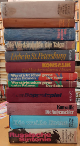 Heinz Gnther Konsalik - 12 db Heinz G. Konsalik: Der Arzt von Stalingrad; Wer Stirbt Schon Gerne Unter Palmen I-II.: Der Vater + Der Sohn; Die Fahrt Nach Feuerland; Bluthochzeit in Prag; Die Verdammten der Taiga; Liebe in St. Petersburg; Das Haus der Verlorenen Herzen