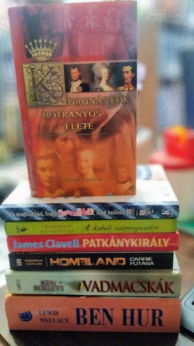 7 db-os KNYVMENT AJNLAT, szrakoztat irodalom: Ben Hur+Vadmacskk+Homeland-Carrie futsa+Patknykirly+A kabuli szpsgszalon+Ha megtudnd, hogy szeretlek, meg kellene ljelek+Korons fk botrnyos lete