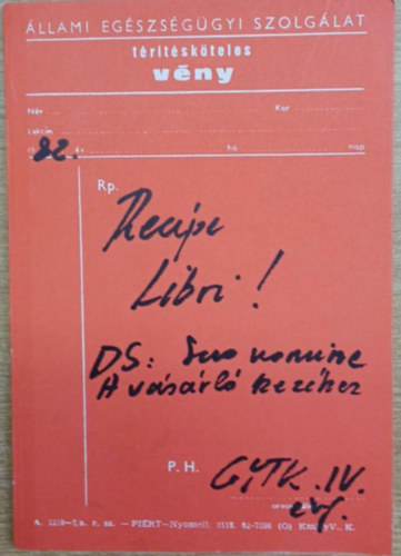 Recipe libri - A Szegedi Orvostudomnyi Egyetem vgzs gygyszerszhallgatink vknyve (1983)