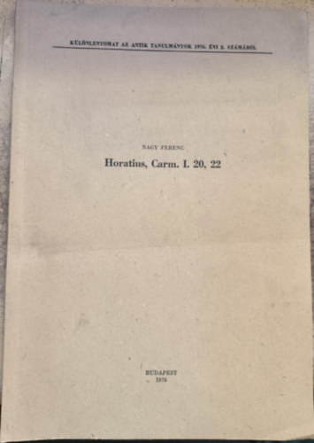 Horatius, Carm. I. 20, 22