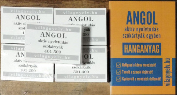 Angol aktv nyelvtuds szkrtyk, 1-500 + Hanganyag (5 csomag tanulkrtya + 4 CD)