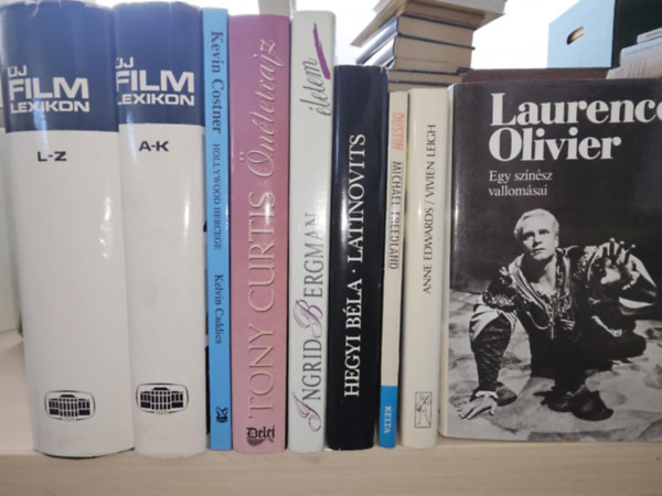 9db-os K�nyvment� aj�nlat, film: �j film lexikon I-II+ Kevin Costner+ Tony Curtis �n�letrajz+ Ingrid Bergman- �letem+ Latinovits+ Dustin+ Vivien Leigh+ Egy sz�n�sz vallom�sai