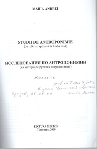 Studii de Antroponimie (cu referire speciala la limba rusa) - Dediklt