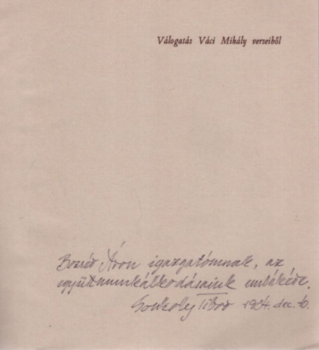 Dr. Fgg Zsuzsa Sonkoly Tibor - A jv irgalmrt - Vlogats Vci Mihly verseibl - dediklt