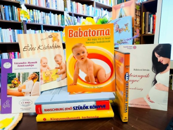 Melodie de Jager, Dr. Veress Kl�ra, Dr. Ranschburg Jen�, Angelika Tiefenbacher R�k�czi Istv�n - Baba-mama k�nyvcsomag 8 darabos K�NYVMENT� AJ�NLAT: V�rand�s mam�k tan�csad�ja, �des kisbab�m, Terhess�gi torna - DVD - Relax�ci� �s l�gz�stechnika, �desany�k k�nyve (V�rand�s�g), Babatorna - Az agy �s a test torn�ja bab�kna