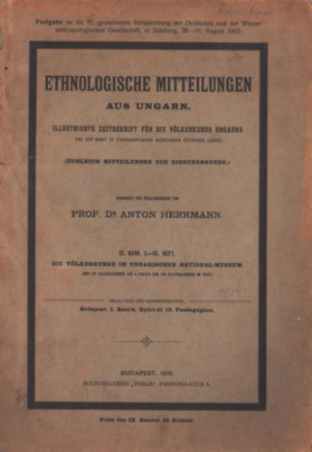 Prof. Dr. Anton Herrmann - Ethnologische mitteilungen aus ungarn- Die vlkerkunde im ungarischen national-museum