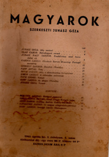 Magyarok 1945 prilis  I. voflyam 1. szm, 2. szm, 3. szm, 6. szm