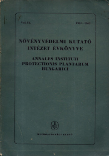 Nvnyvdelmi Kutat Intzet vknyve 1957-1960 ( Vol. VIII. )