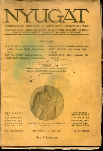 Nyugat XII. vf. 12-13. szm. 1919. junius 16.-julius 1.