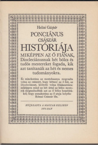 Poncinus csszr histrija