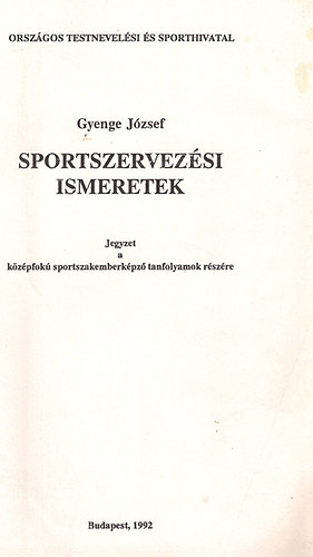 Sportszervez�si ismeretek