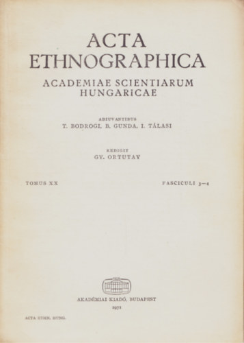 Acta Ethnographica (tomus XX. fasciculi 3-4.)