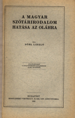 A magyar sztrirodalom hatsa az olhra
