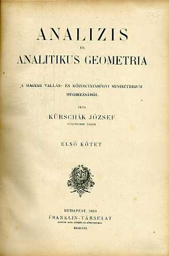 Analzis s analitikus geometria I.
