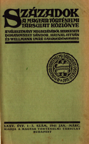 Sz�zadok 1941. LXXV. �vfolyam (teljes)