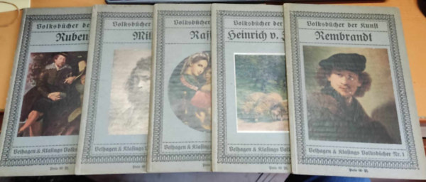 5 db Volksbcher der kunst: Nr. 1: Rembrandt; Nr. 13: Heinrich V. Zgel; Nr. 26: Raffael; Nr. 32: Millet; Nr. 48: Rubens