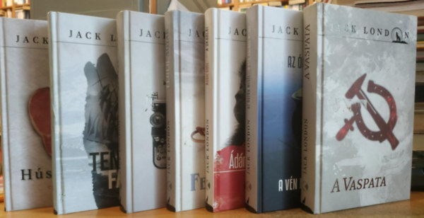 7 db Jack London: A Vaspata; Az cen mesi/A vn halsz mesi; dm eltt/A skarlt; Fehr Agyar; Hs, semmi ms (elbeszlsek); Martin Eden; Tengeri farkas