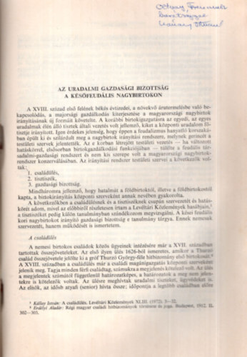 Az uradalmi gazdas�gi bizotts�g a k�s�feud�lis nagybirtokon - K�l�nlenyomat - Dedik�lt