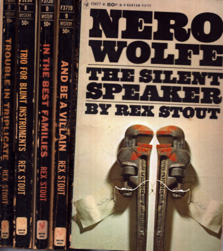 5 db Nero Wolfe krimi: The silent speaker + In the best families + And be a villain +Trio for blunt instruments + Trouble in triplicate