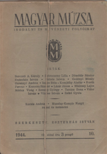 Magyar Mzsa - Irodalmi s mvszeti folyirat 1944. 10-12. szm