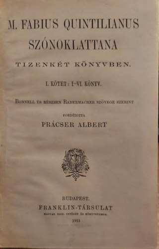M. Fabius Quintilianus Sznoklattana I. ktet