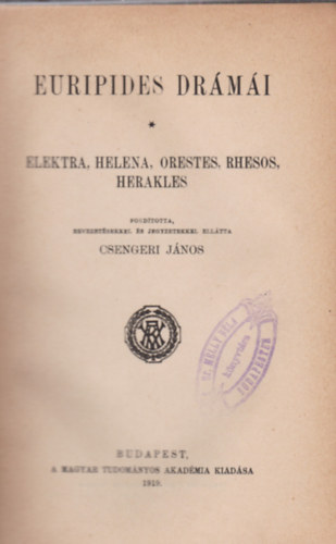 Euripides drmi III.- Elektra, Helena, Orestes, Rhesos, Herakles