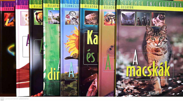 8 db Gyermekenciklopdia: Az anyag titkai - Az emberi test - A dinoszauruszok - A virgok - Kagylk s rkok - A rovarok - A macskk - A pillangk