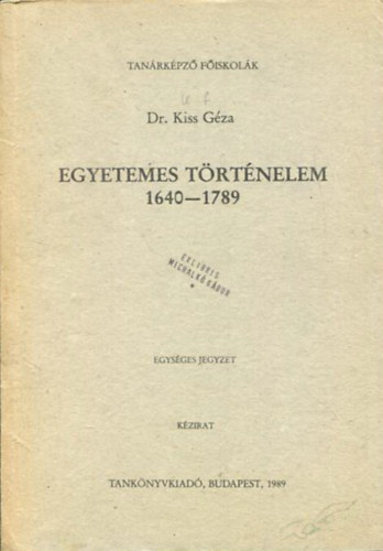 Egyetemes trtnelem 1640-1789