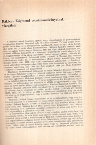 R�k�czi Zsigmond csontmaradv�nyainak vizsg�lata - K�l�nlenyomat