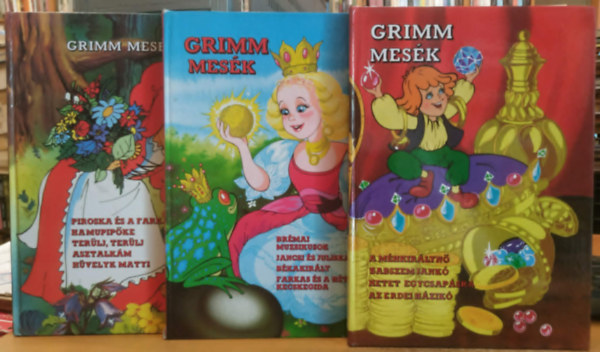 3 db Grimm mesek�nyv: A m�hkir�lyn� + Br�mai muzsikusok + Piroska �s a farkas
