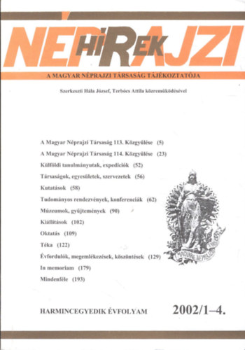 Hla Jzsef  (szerk.) - Nprajzi Hrek 2002/1-4. (egy ktetben)